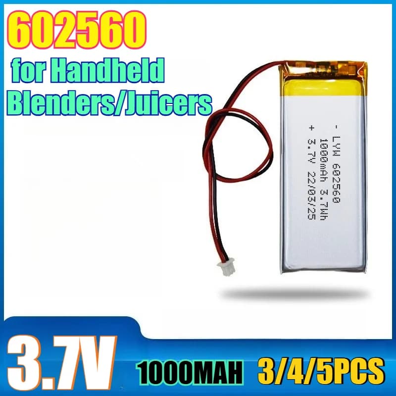 Batteria ai polimeri di litio da 1000 mAh 602560 3,7 V - Litio ternario ricaricabile per frullatori/pupullatori portatili 5C e protezione da sovracorrente