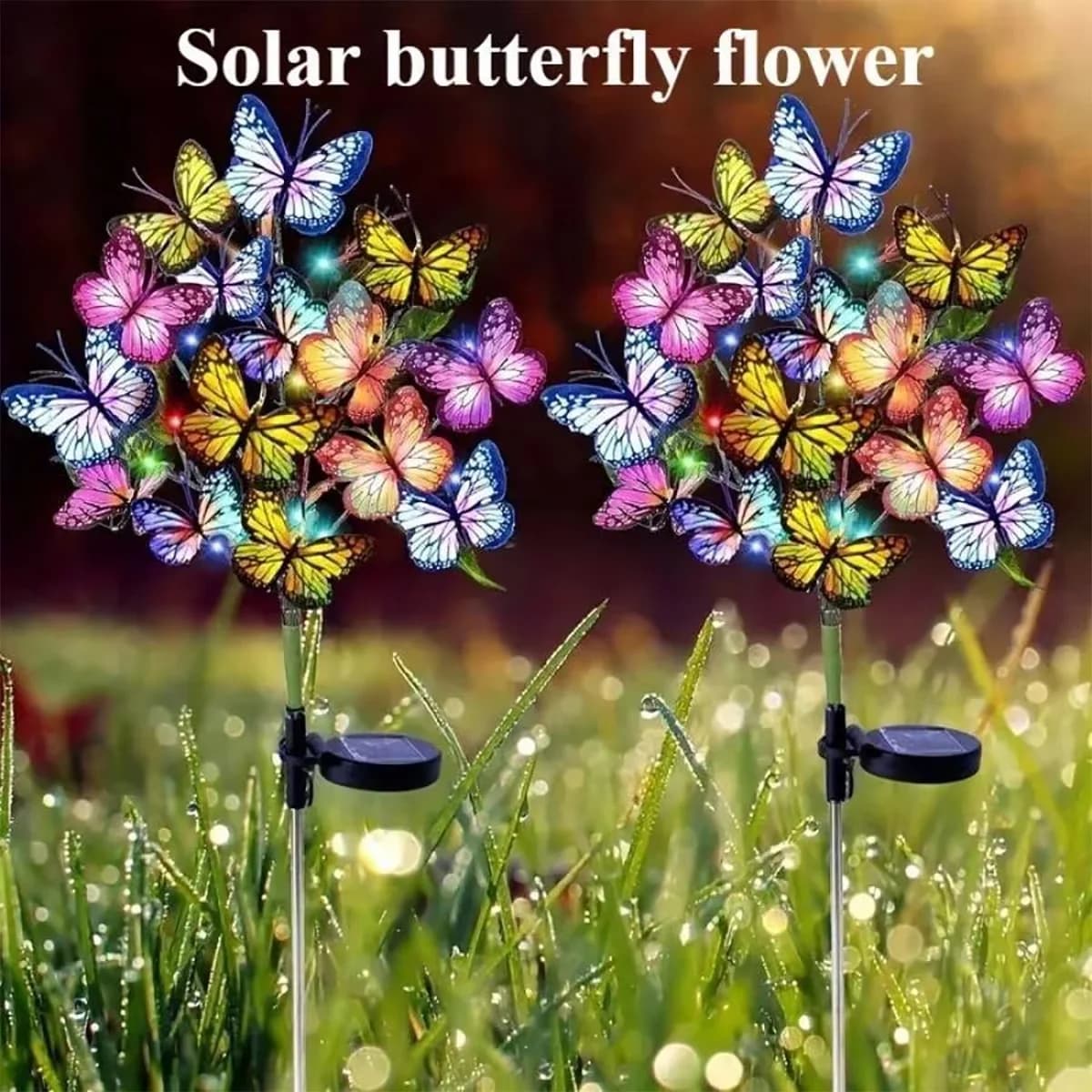 Festival Solar Outdoor Lights Butterfly Flower Garden Fairy Lights Wedding Birthday Decorations Lawn Lamp Yard Path Ornament