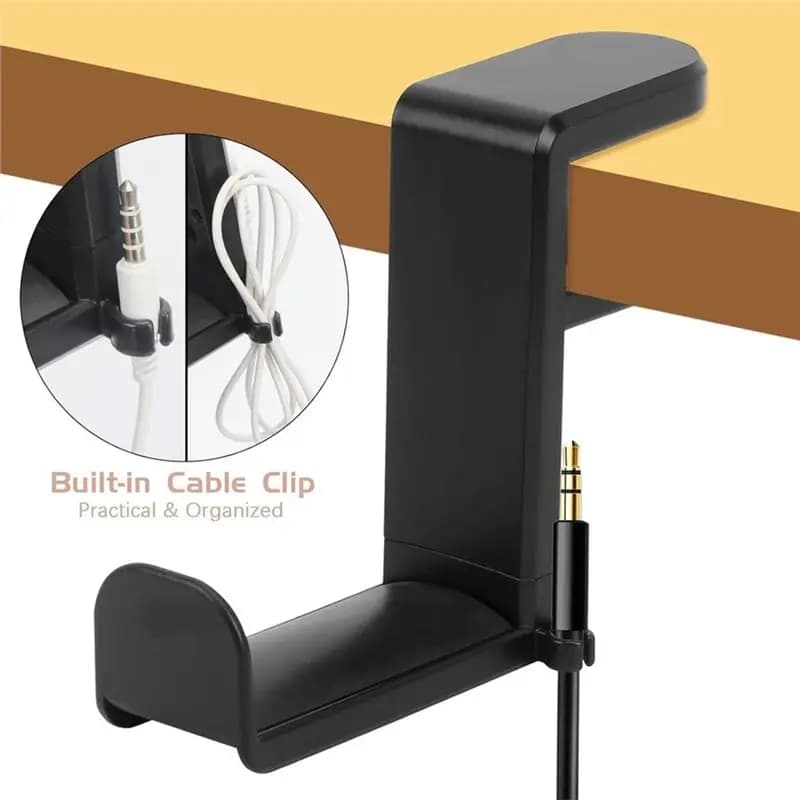 B04B-PC Gaming Headphone Stand 5 Pack With Adjustable 360° Rotating Clamp For Desktop For Desk Mounting
