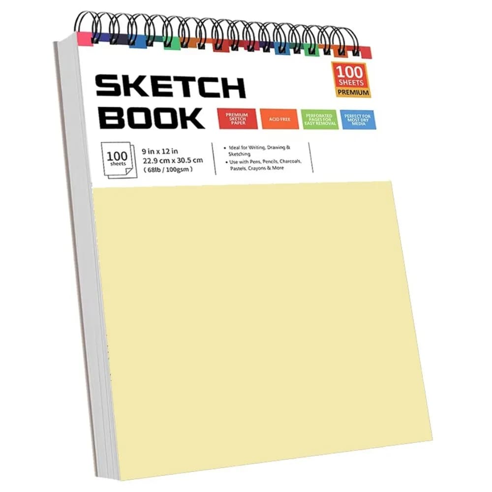 New Top Spiral Binding A4 Sketchbook 100gsm Hardcover Sketch Pad Blank Paper 100 Sheets Drawing Paper Pad Sketch