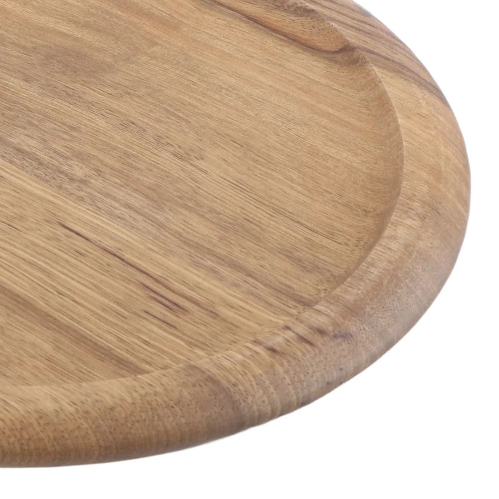 Vassoio in Legno per Pizza Deli Tray, Rotondo con Manico Ergonomico, Elegante Tagliere 15.7x11.8x0.8in, Vassoio da Portata per Pizza/Formaggio/Pane