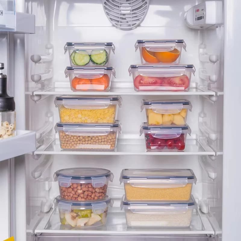 Contenitore ermetico per alimenti con coperchio, chiusura a scatto a prova di perdite, plastica senza BPA
