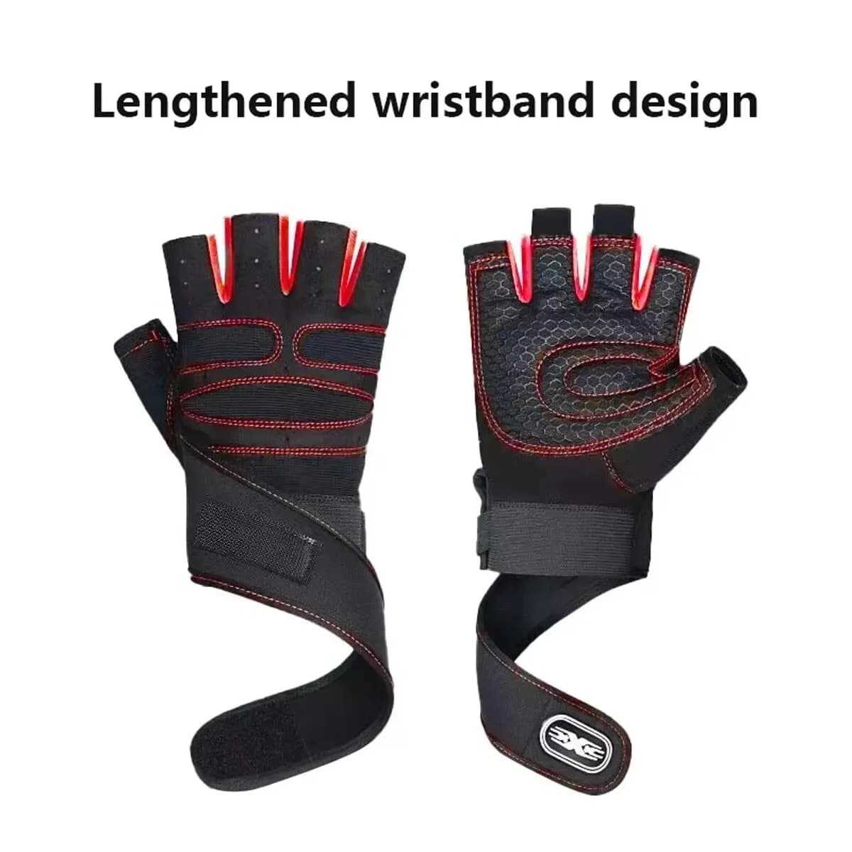 Red Fitness Half Finger Gloves Men And Women Wrist Guard Sports Dumbbell Riding Non Slip Horizontal Bar Exercise Training