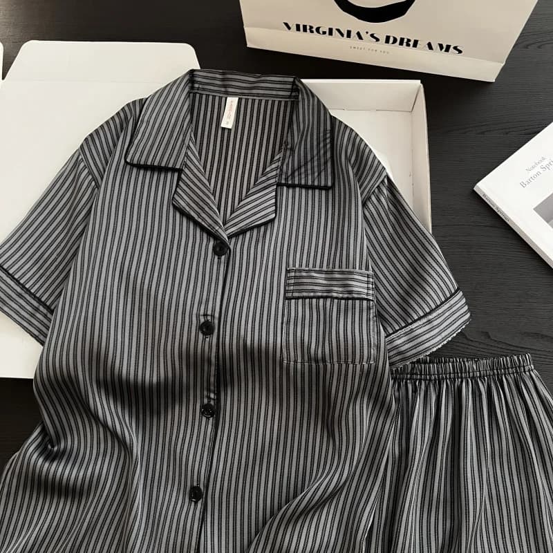 High Quality Ice Sillk Pajamas Women's Autumn Soft Pajamas Set Korean Fashion Casual Elegant Homewear 2 Piece Pajamas Set Spring