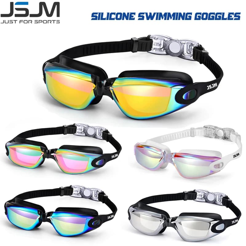 JSJM New Swimwear in Silicone Man Woman Galvanotecnica Professional Swimming Glasses Adjustable Colored Waterproof Anti-UV