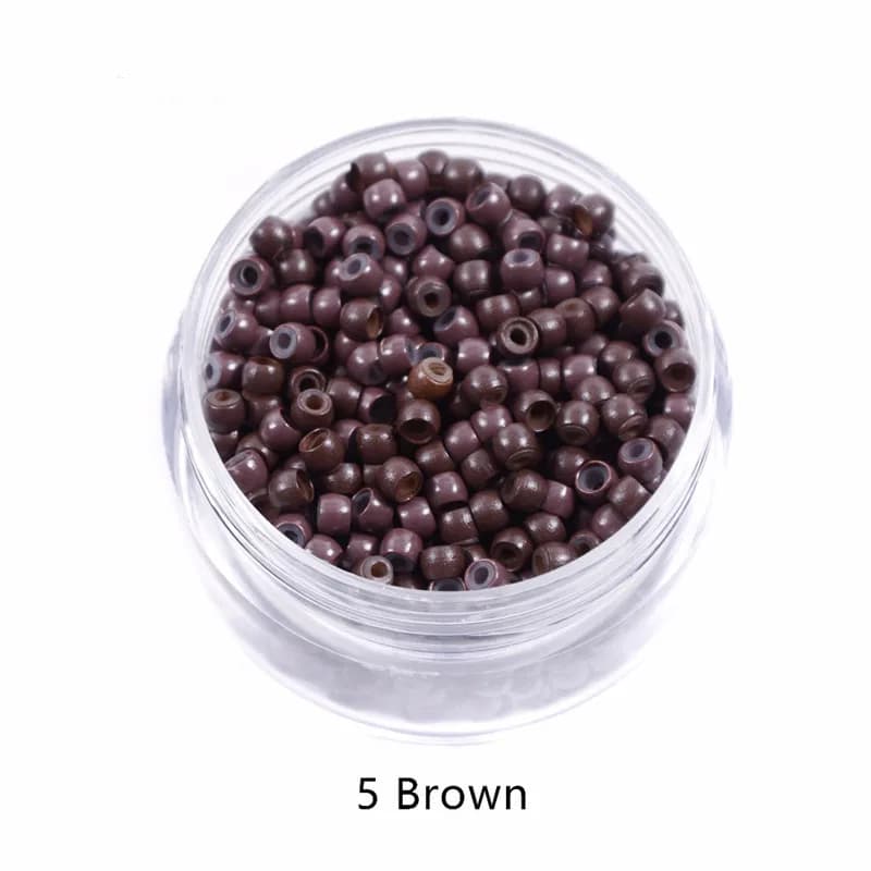 1000 pz 3.0mm Perline Per Capelli Foderato In Silicone Rame Nano Anelli Micro Collegamenti Perline per Estensioni Dei Capelli Nero/Marrone Scuro/Bionda
