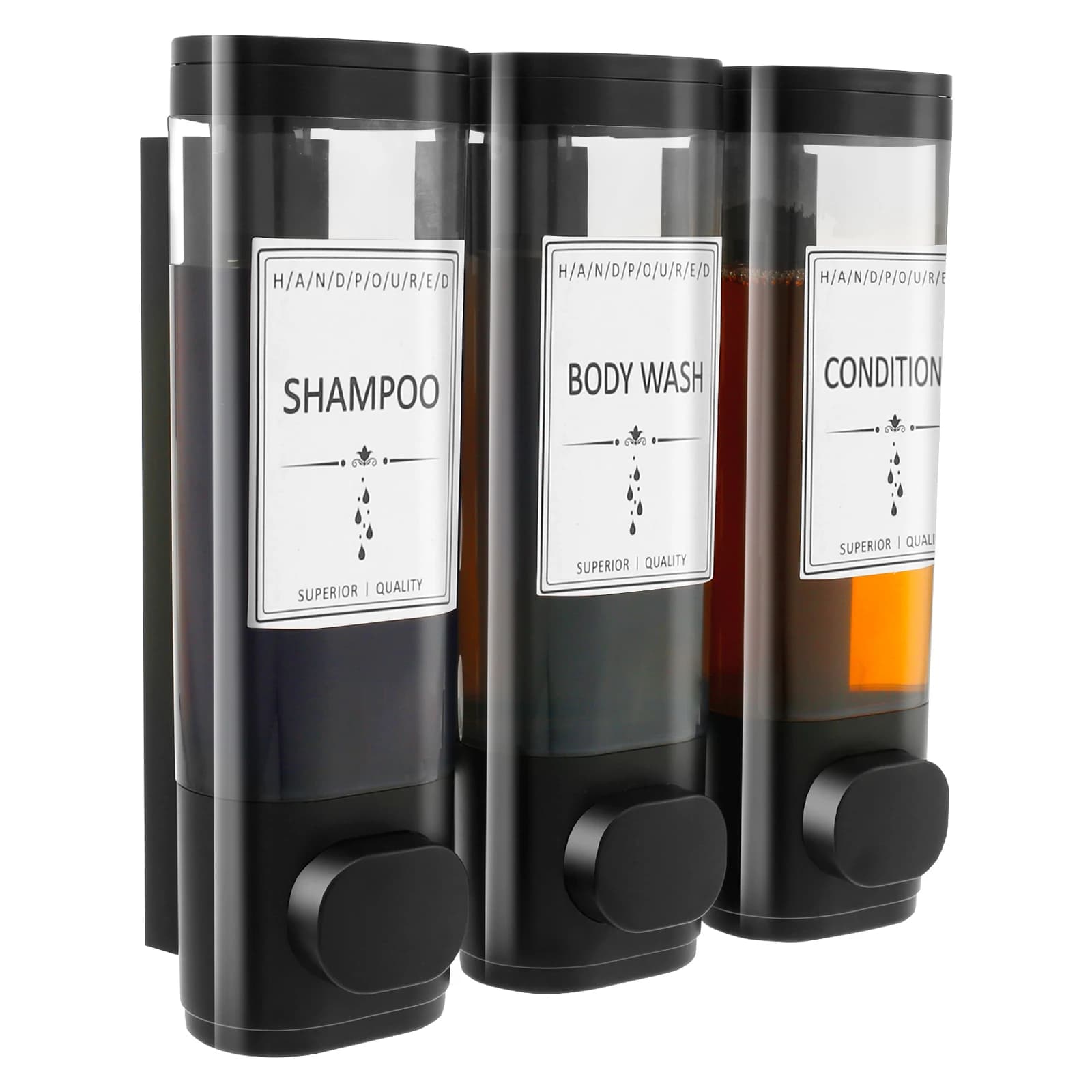 Dispenser di sapone a parete per bagno, shampoo e balsamo, dispenser per gel doccia, contenitore per bagno, cucina, hotel
