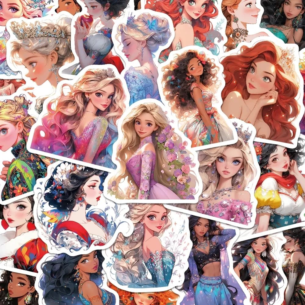 10/30/50pcs Disney Cartoon Ragazze Principessa Adesivi Decalcomania FAI DA TE Decorativo Laptop Bagagli Notebook Diario Kawaii Giocattolo Adesivo Regalo