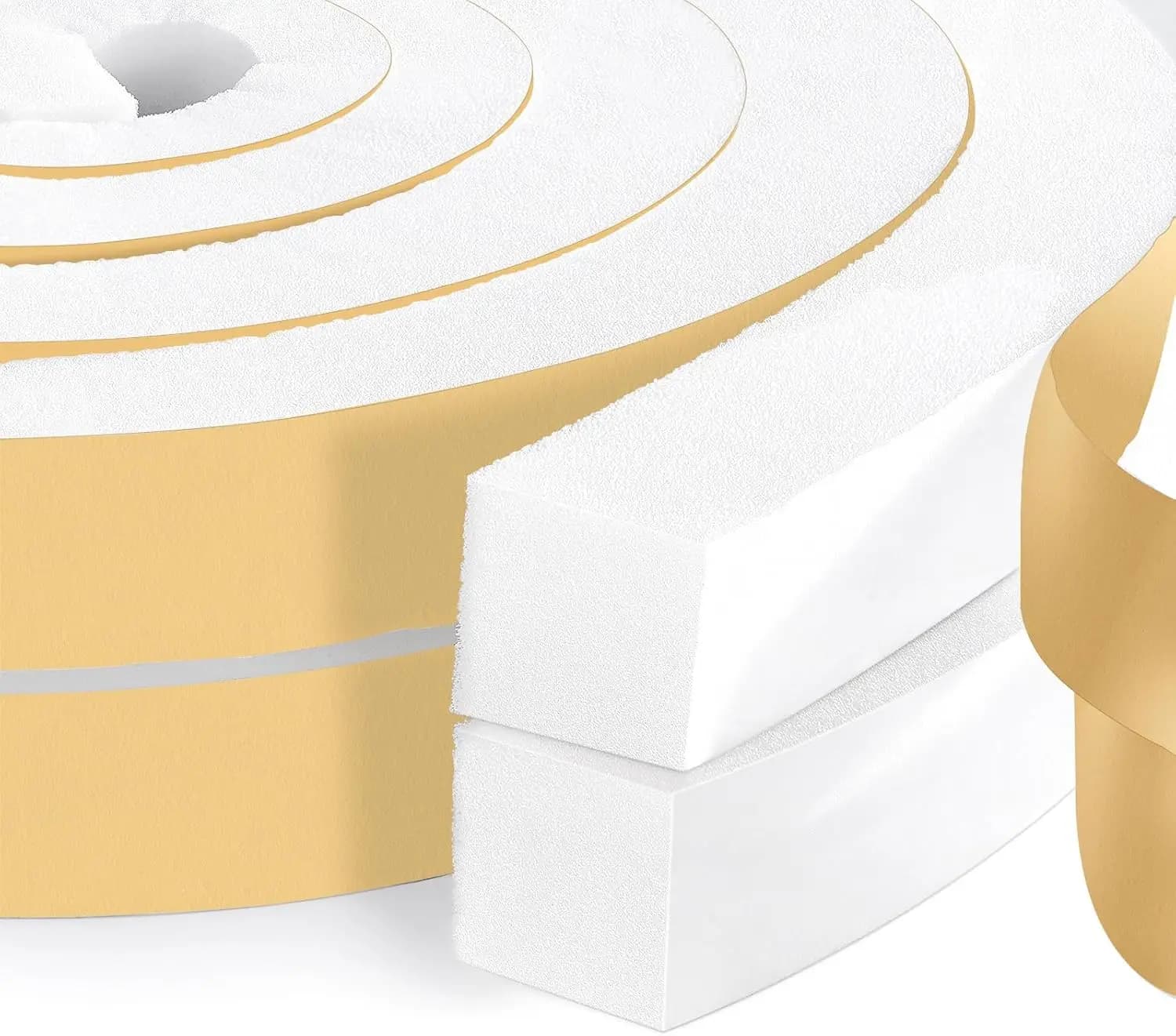 Nastro in Schiuma ad Alta Densità per Sigillatura Finestre e Condizionatori, 2,5x2,5 cm di Spessore, 3,96 m di Lunghezza Totale, Bianco - Guarnizione Isolante per Risparmio Energetico