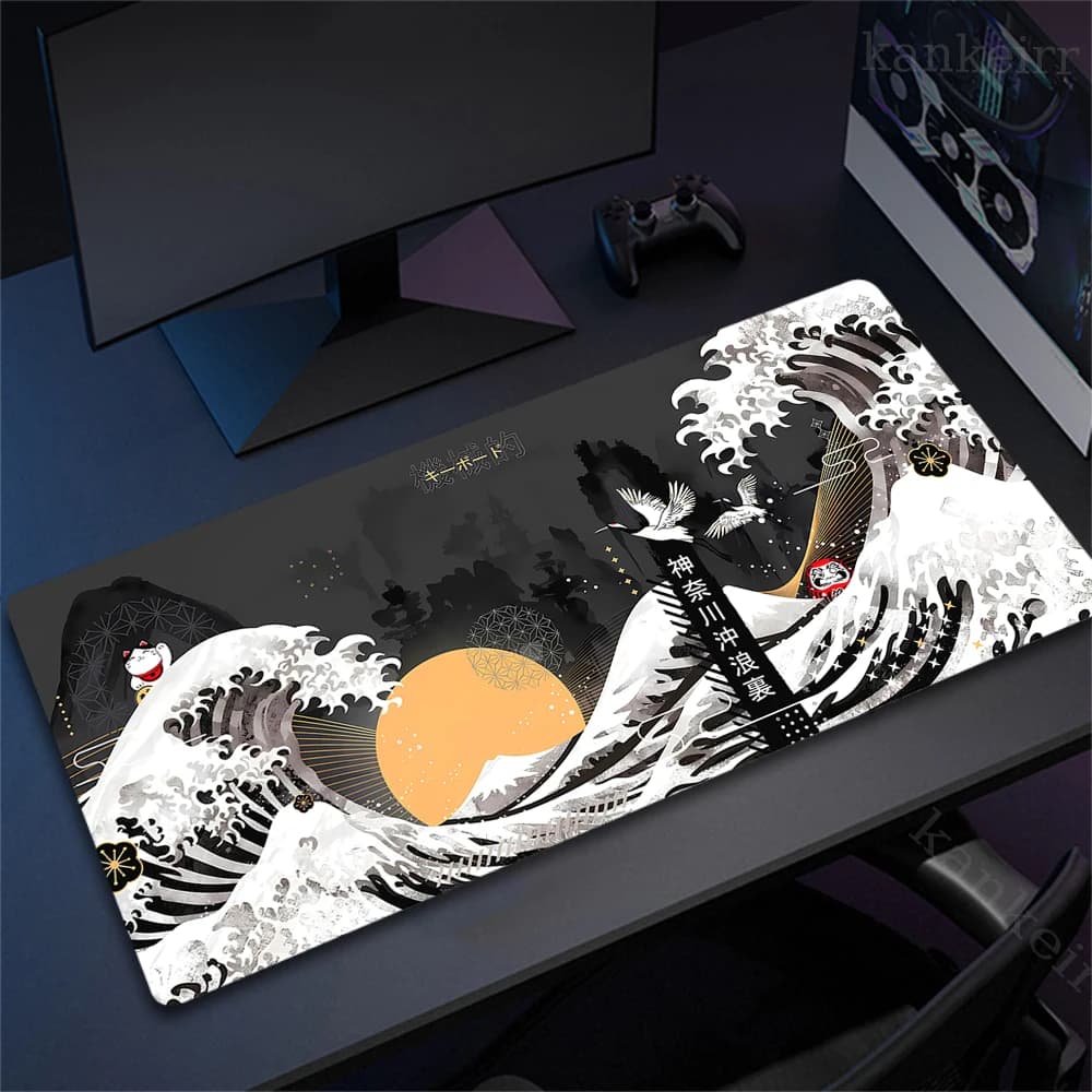 Tappetino per mouse da gioco artistico personalizzato Tappetino per mouse grande per giocatori Tappetini per mouse grandi Great Wave Tappetino per mouse per computer per PC Tappetini per scrivania HD per laptop XXL