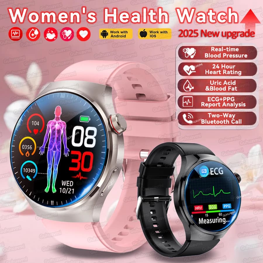 2025 Nuovo esame a cinque organi Salute Smart Watch da donna ECG Acido urico Pressione sanguigna Fitness Tracker Chiamata Bluetooth Smartwatch