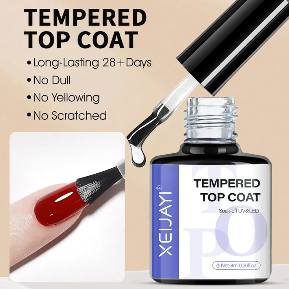 XEIJAYI smalto per unghie Gel trasparente Quick Dry Top Coat e Base Coat No Wipe normale smalto per unghie Base in gomma per vernice semipermanente UV