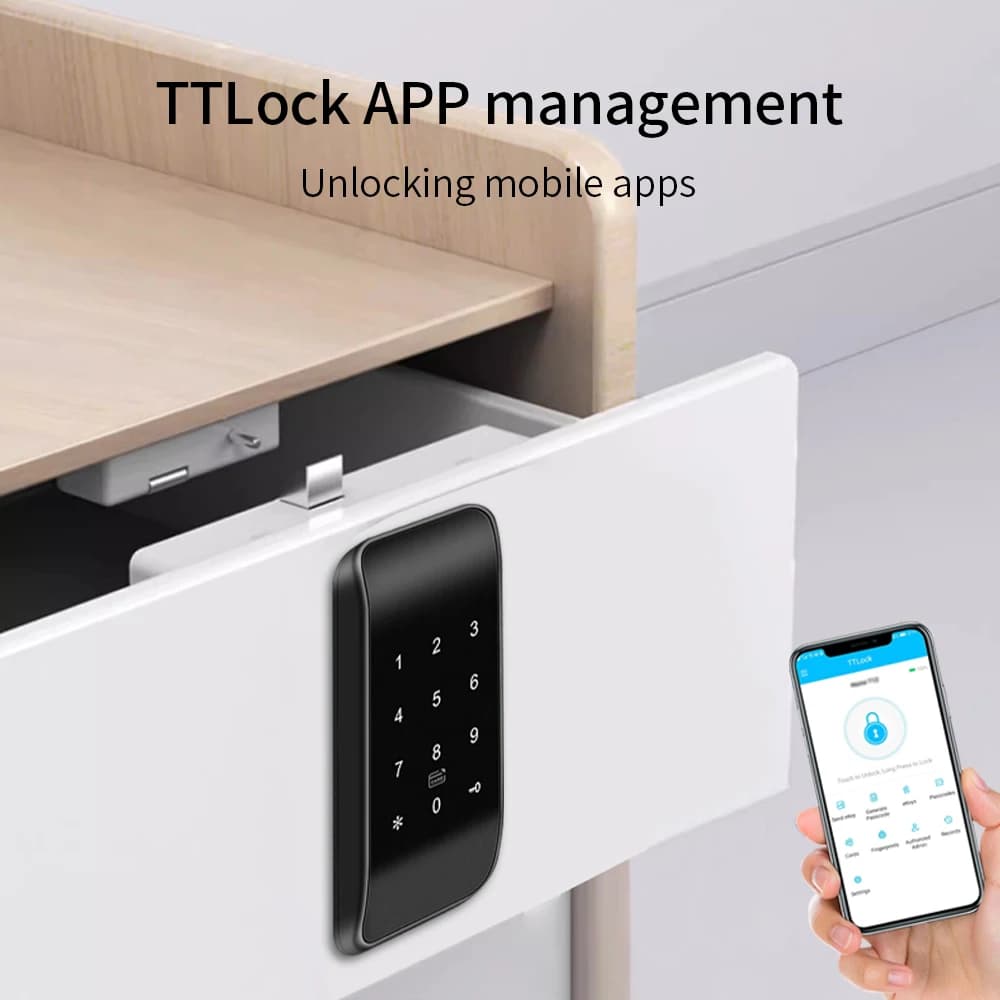 TTLOCK APP Smart Cabinet Lock 13,56 Mhz compatible with keyboard Phone RFID Card NFC Password Unlock for access control to furniture