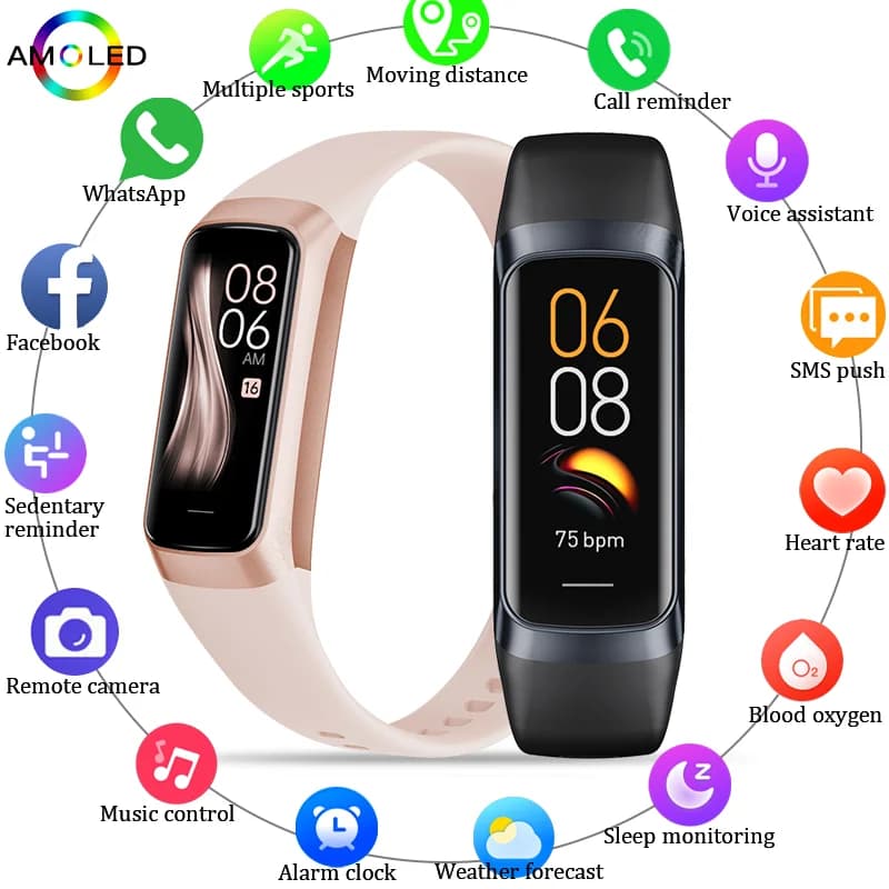 Smartwatch LIGE AMOLED for Men and Women 2026, Smart Bracelet with Cardiac and Oxygen Frequency Monitoring in the Blood, Waterproof, Sports Fitness Tracker