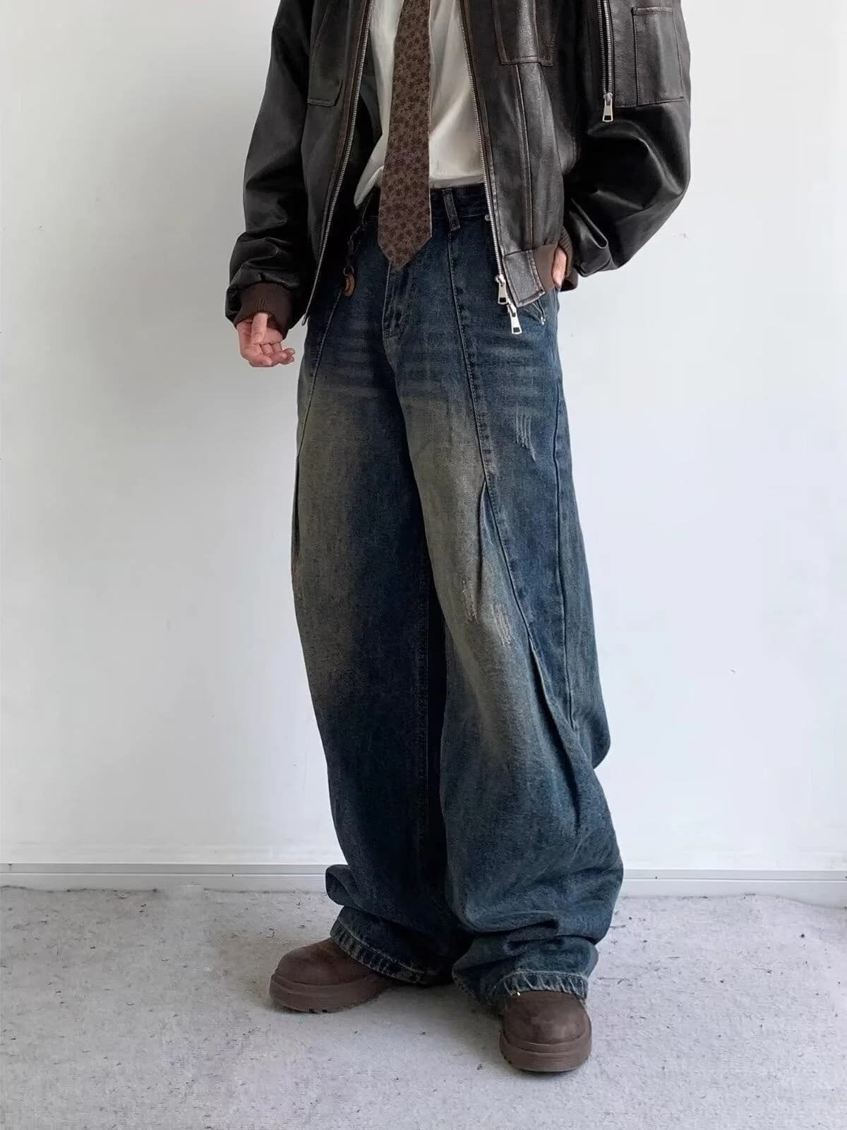 Retro Waed Distred Jeans Men Women Loose Casual Straight Leg Long Pants Spring Autumn New Sle Youth ular Jeans