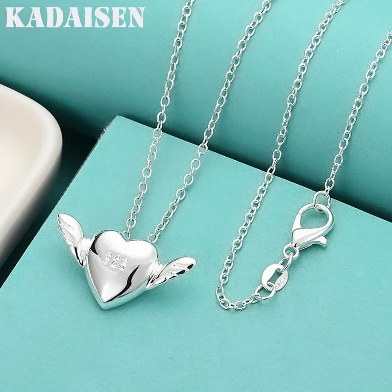 925 Sterling Silver Cupid Heart 16/18/20/22/24/26/28/30 Inch Pendant Necklace For Women Wedding Party Fashion Jewelry