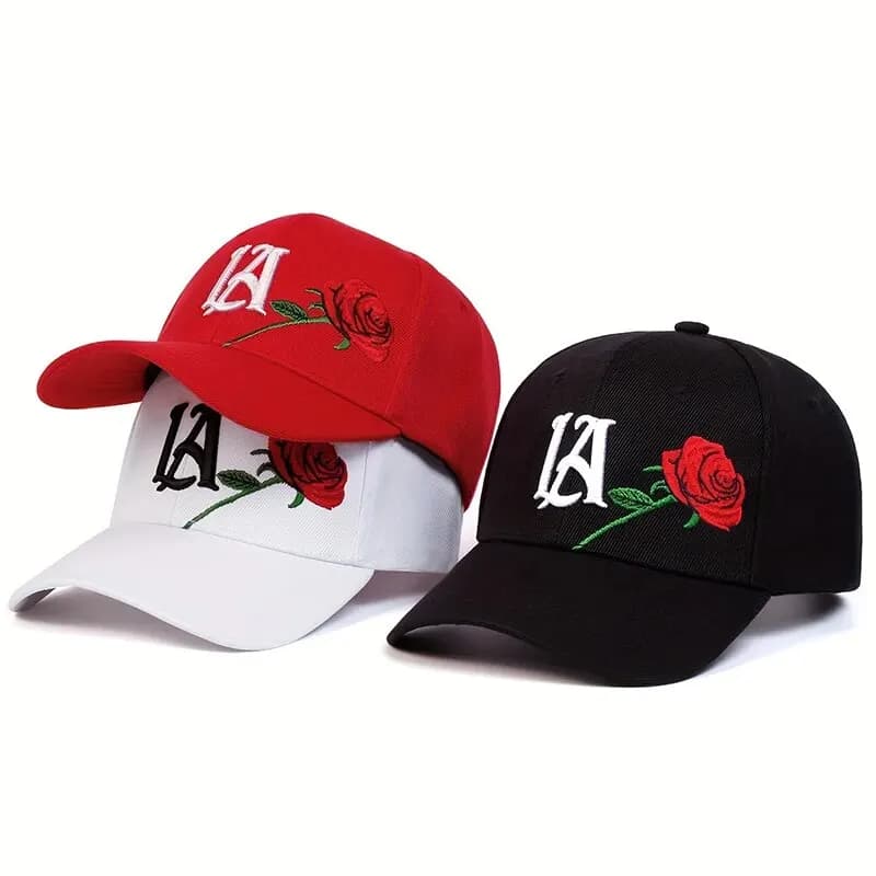 Unisex baseball caps with embroidery LA Rose Adjustable casual hats for spring and autumn outdoors Sun protection hat