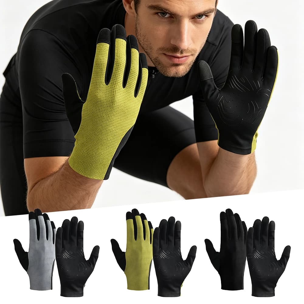1Pair Thin Bike Gloves for Men Women Cycling - with Anti-Slip Silicone Strip for Bicycle, Mountain Bike, Workout, MTB, Gym