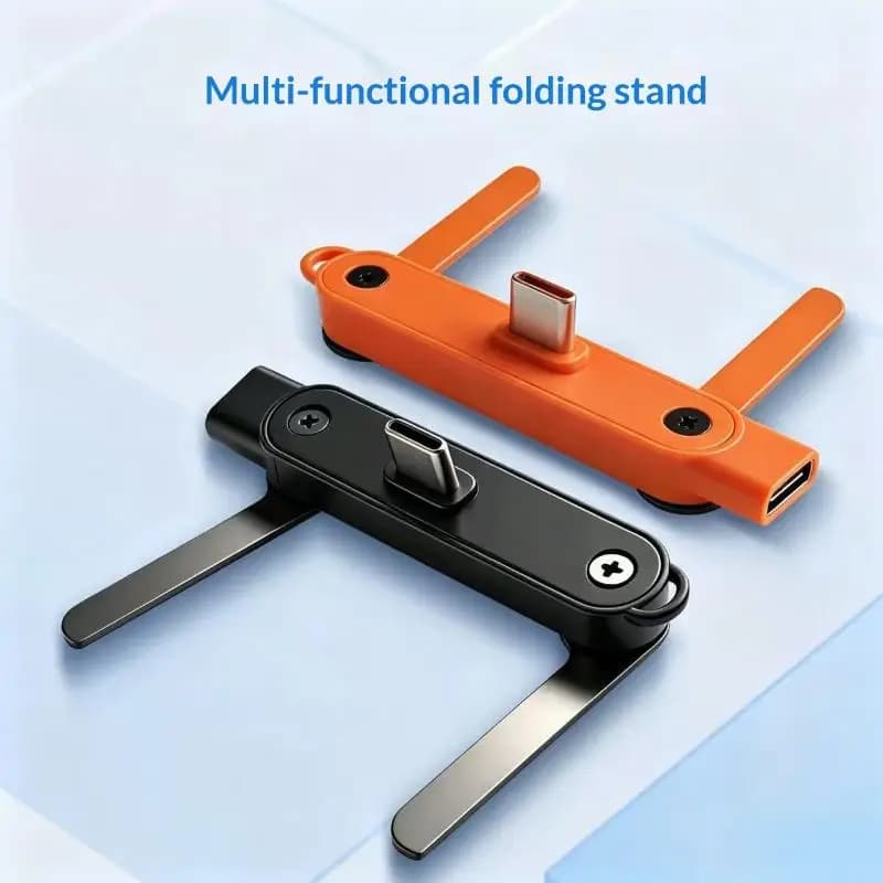 Space-saving USB Adapter 3pcs Multifunctional Converter with Built-in Stand Foldable for Home and Travel Use