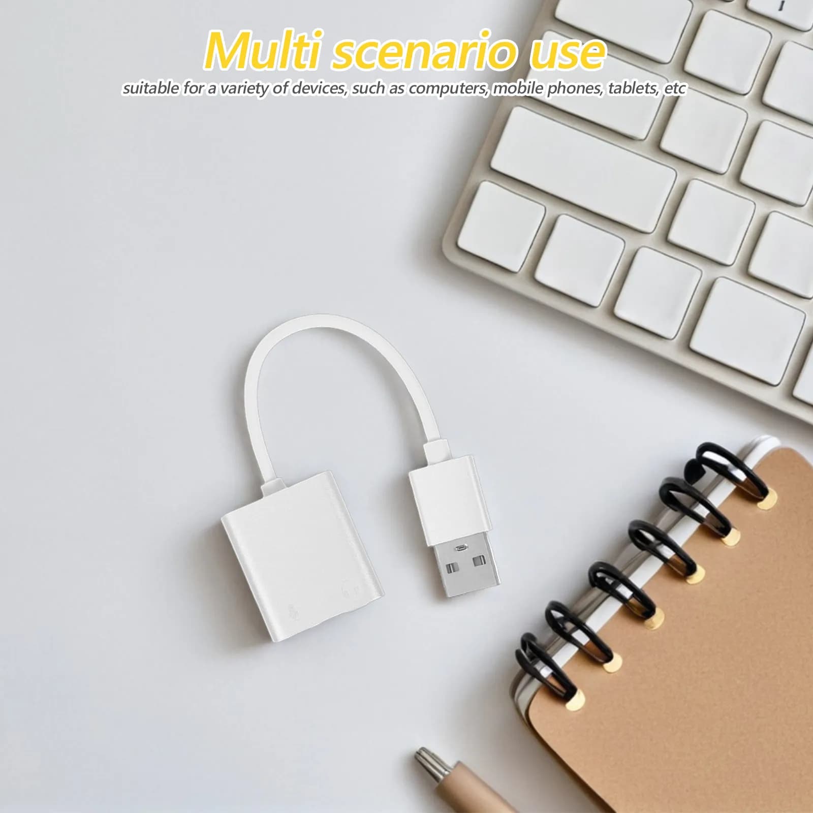 Interfaccia Audio USB per PC, Adattatore per Cuffie, Convertitore per Microfono, Splitter per Cuffie, Adattatore Audio Portatile per Gaming