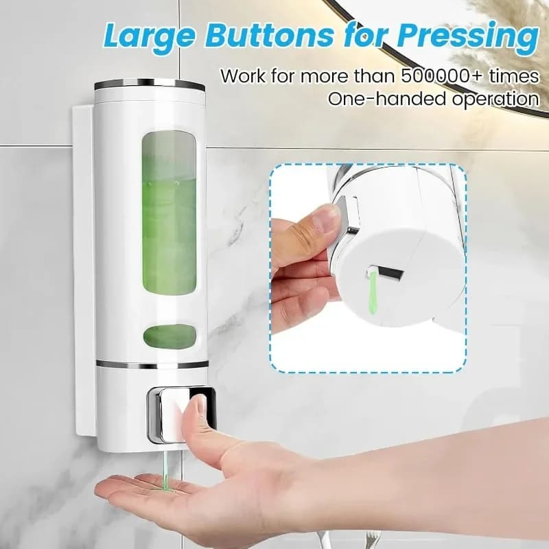 Dispenser di Sapone Liquido da 400ml, Montaggio a Parete, Ricaricabile, per Bagno, Cucina, Hotel, Doccia, Gel, Lozione, Pompa per Toilette, Bagno, Hotel
