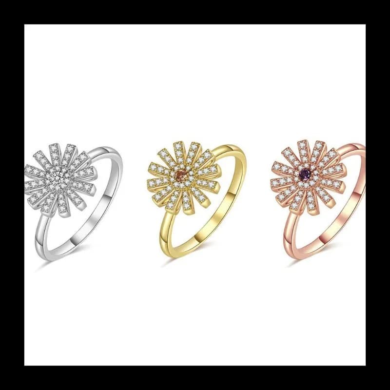 Niche Design Sense Anello con diamante girasole multicolore Anello opzionale multicolore da donna Moda leggera Lusso squisito