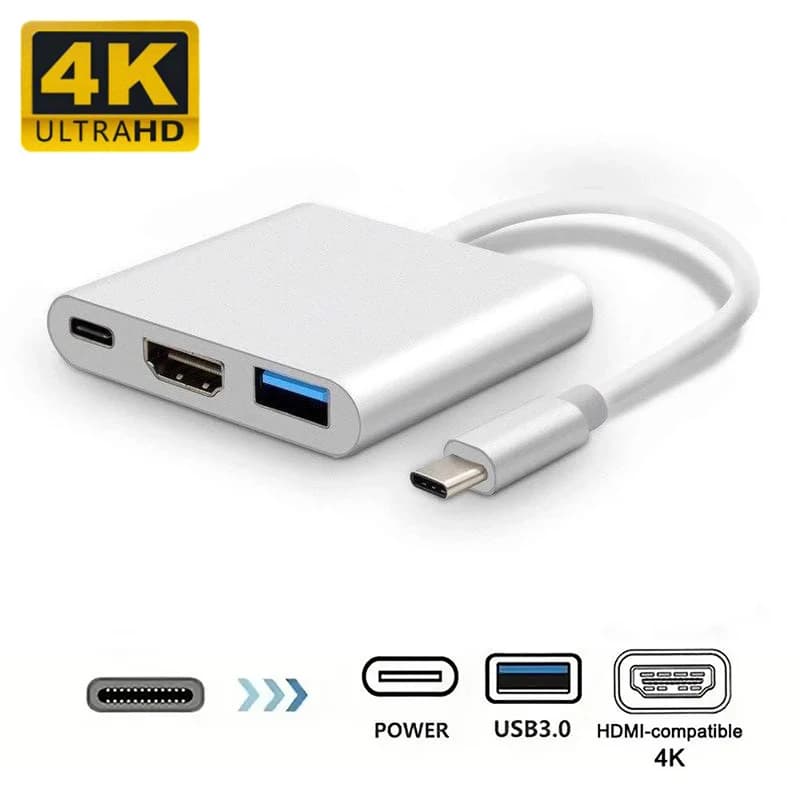 USB Hub 3 in 1 USB 3.0 Docking Station compatible with USB Type C to HDMI Splitter HUB from Type C to HDMI to MacBook Converter