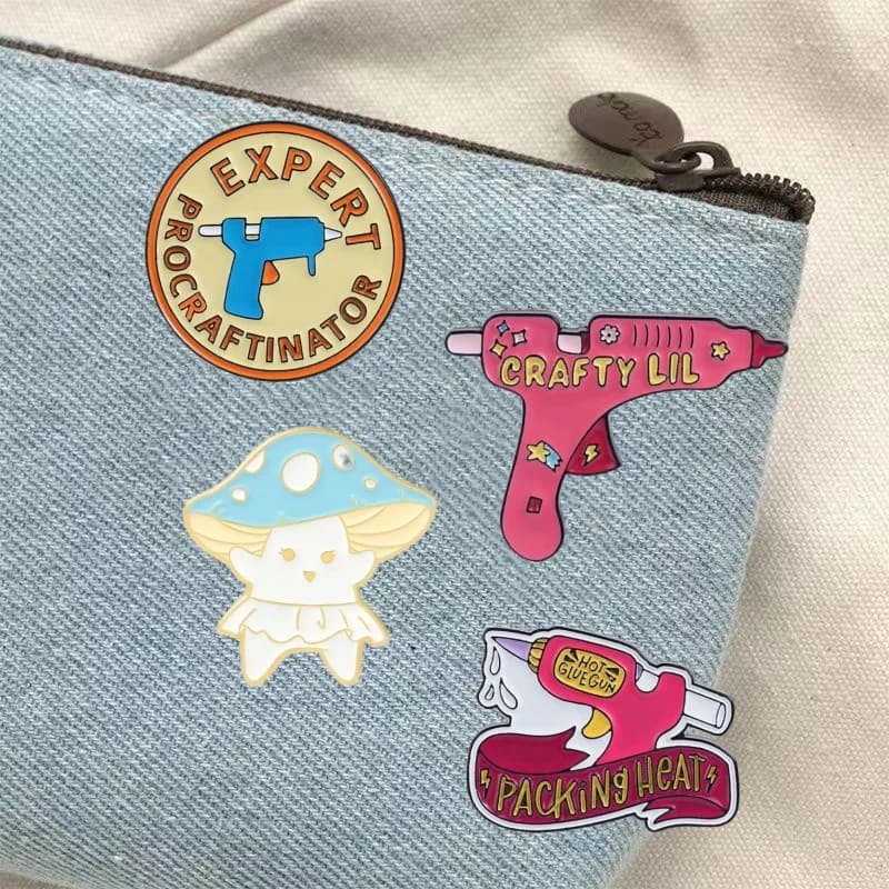 Packing Heat Hot Glue Gun Enamel Pin Dripping Glue Ribbon Banner Brooch Clothes Deco Badge Craft Lover Present For DIY Artists