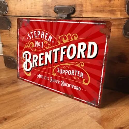 Personalised Brentford Football Sign Metal Plaque Vintage Retro