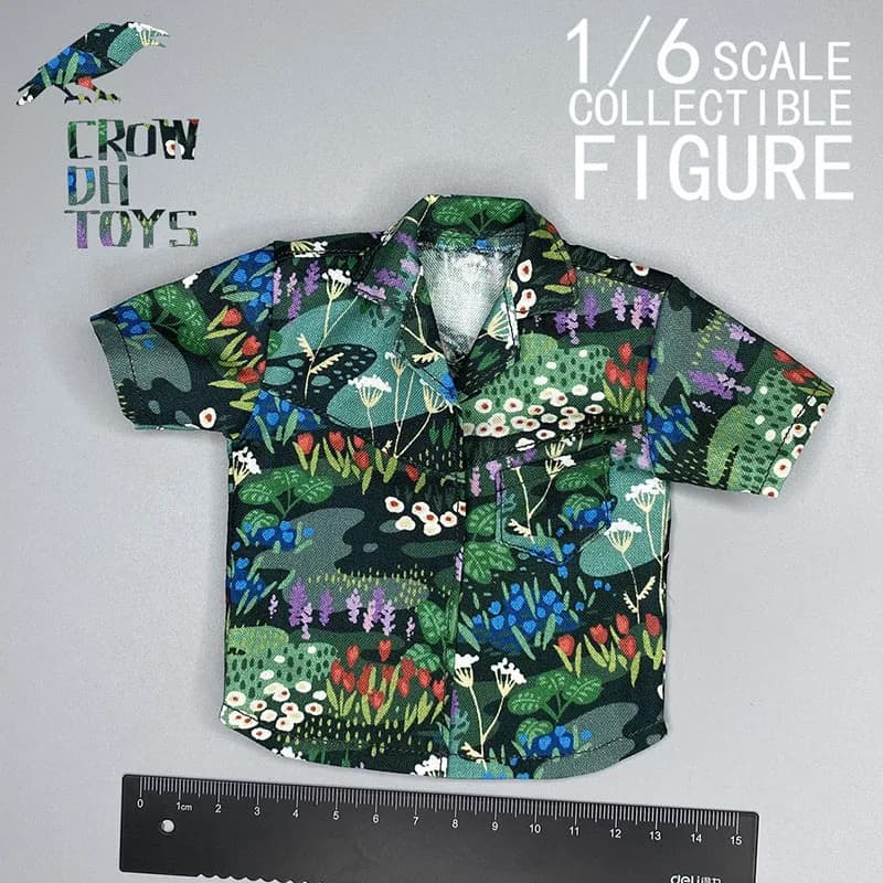 T-shirt da uomo 1/6, stile Harajuku, hawaiana, da spiaggia, per le vacanze, con stampa floreale, top per action figure da 12 pollici
