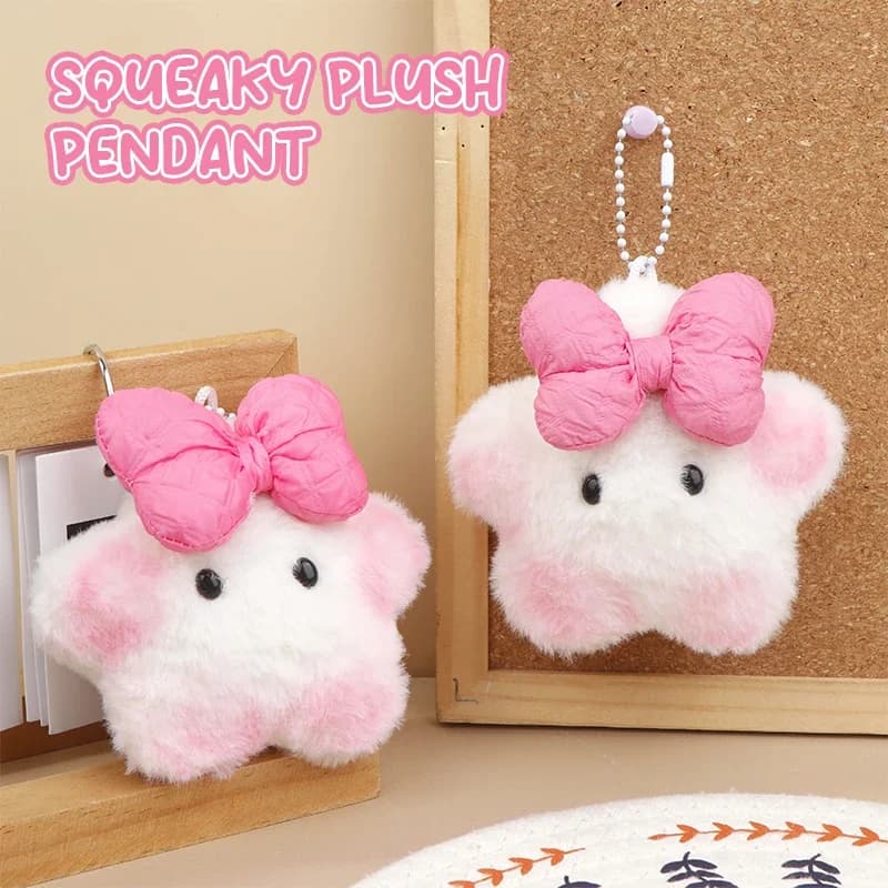 Giocattolo di peluche che cigola Ciondolo Capibara con fiocco rosa Portachiavi con bambola di pezza morbida Portachiavi per auto Zaino Borsa Decor Regalo per bambini