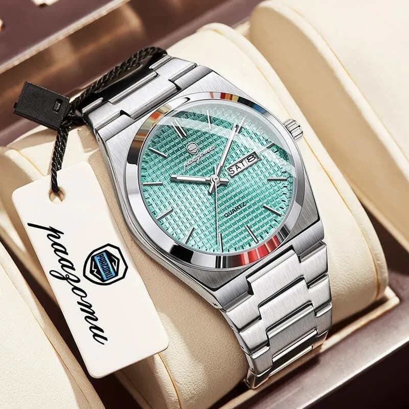 PAAZOMU Business Men's Watch Ultra Thin Waterproof Wrist Watch of Best Brands Full Calendar Luminous Stainless Steel Quartz Watch