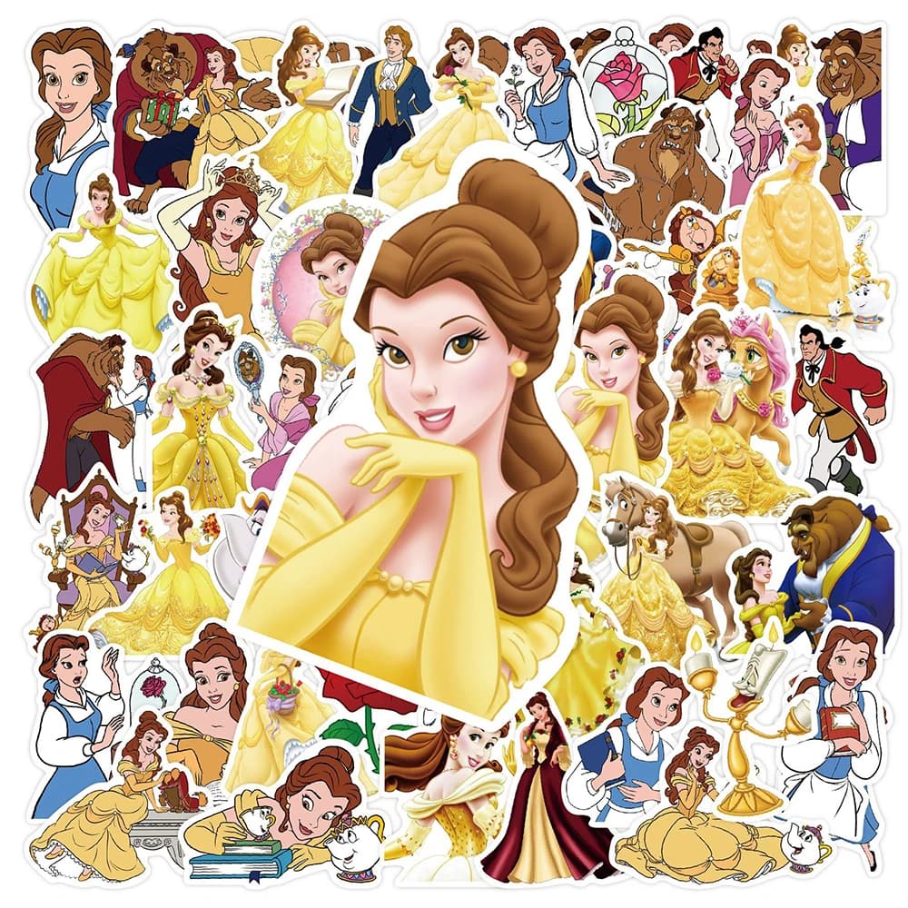 10/30/50PCS Disney Movie La Bella e la Bestia Adesivo Cartoon FAI DA TE Telefono Laptop Bagagli Skateboard Graffiti Decalcomanie Divertimento per il Capretto