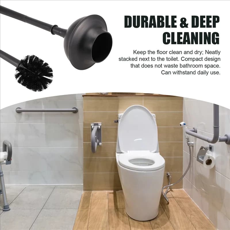 B62B-Trapano e spazzola per WC Set di stantuffi per spazzole per WC 2 in 1 con supporto per strumenti per la pulizia del bagno combinato con supporto