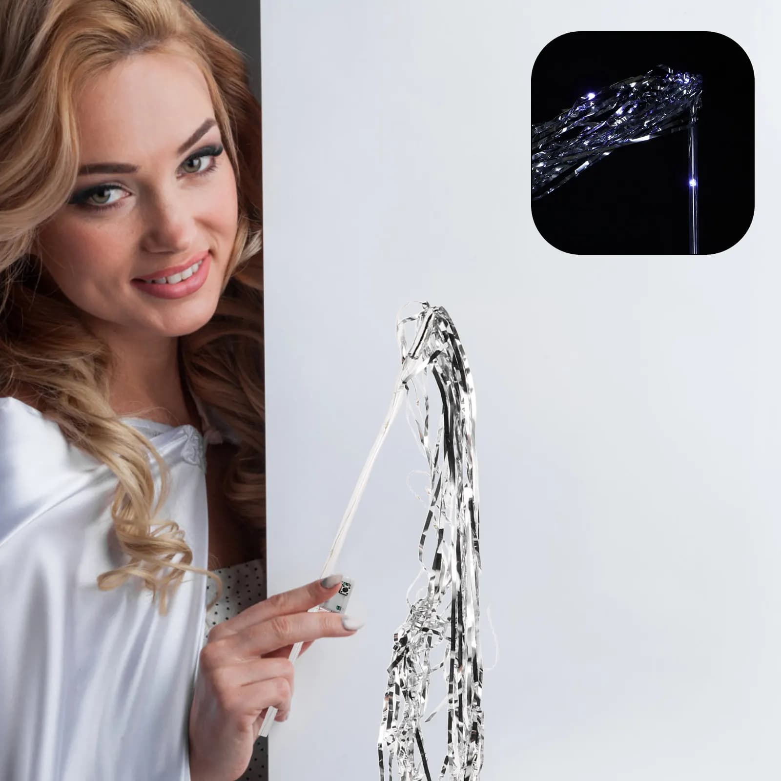 6 bacchette luminose a LED con decorazioni in tinsel per matrimoni, feste, eventi rave, bastoncini luminosi in fibra per compleanni, Natale, Capodanno