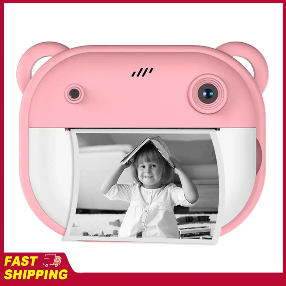 Fotocamera Digitale 1080P per Bambini con Stampa Istantanea, Doppia Lente, Schermo da 2 Pollici, Batteria Integrata, Cornici per Foto e Stampa Termica