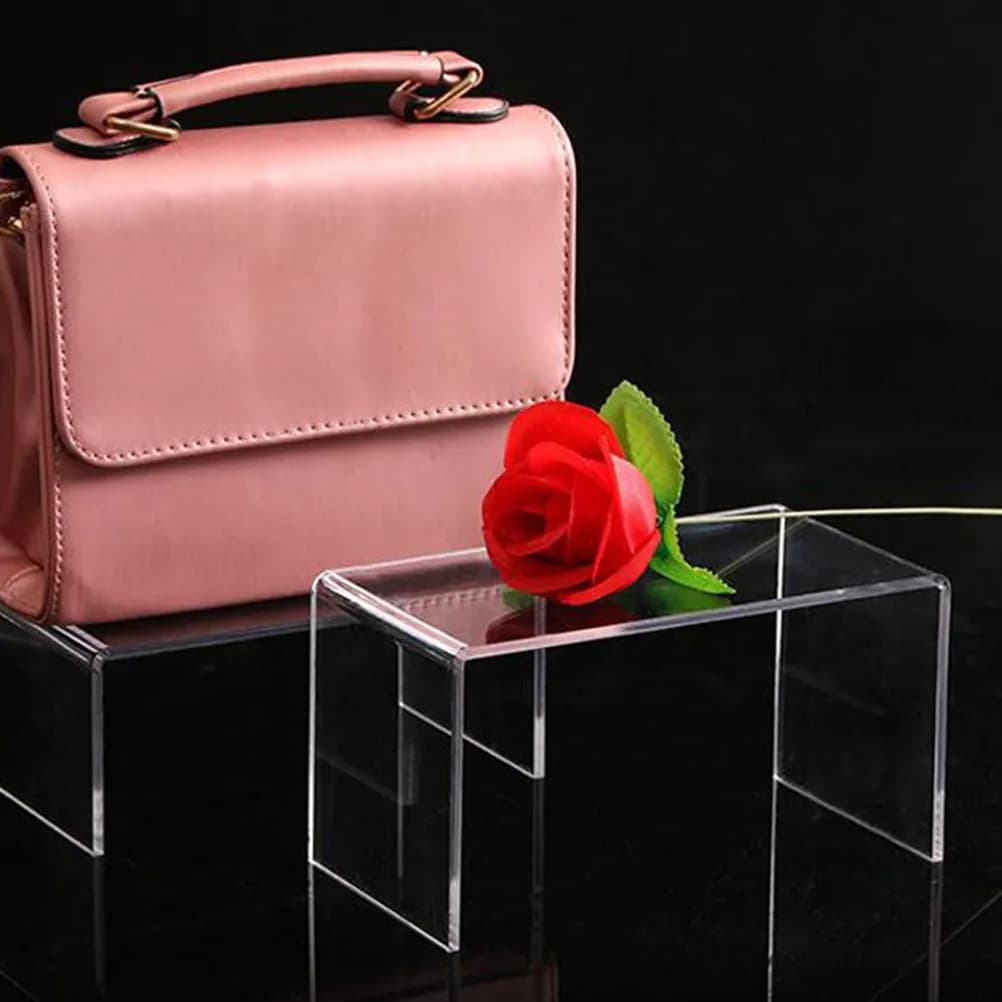 Set di 3 Espositori in Acrilico Trasparente a Forma di U per Scarpe, Pennelli da Trucco e Rossetti