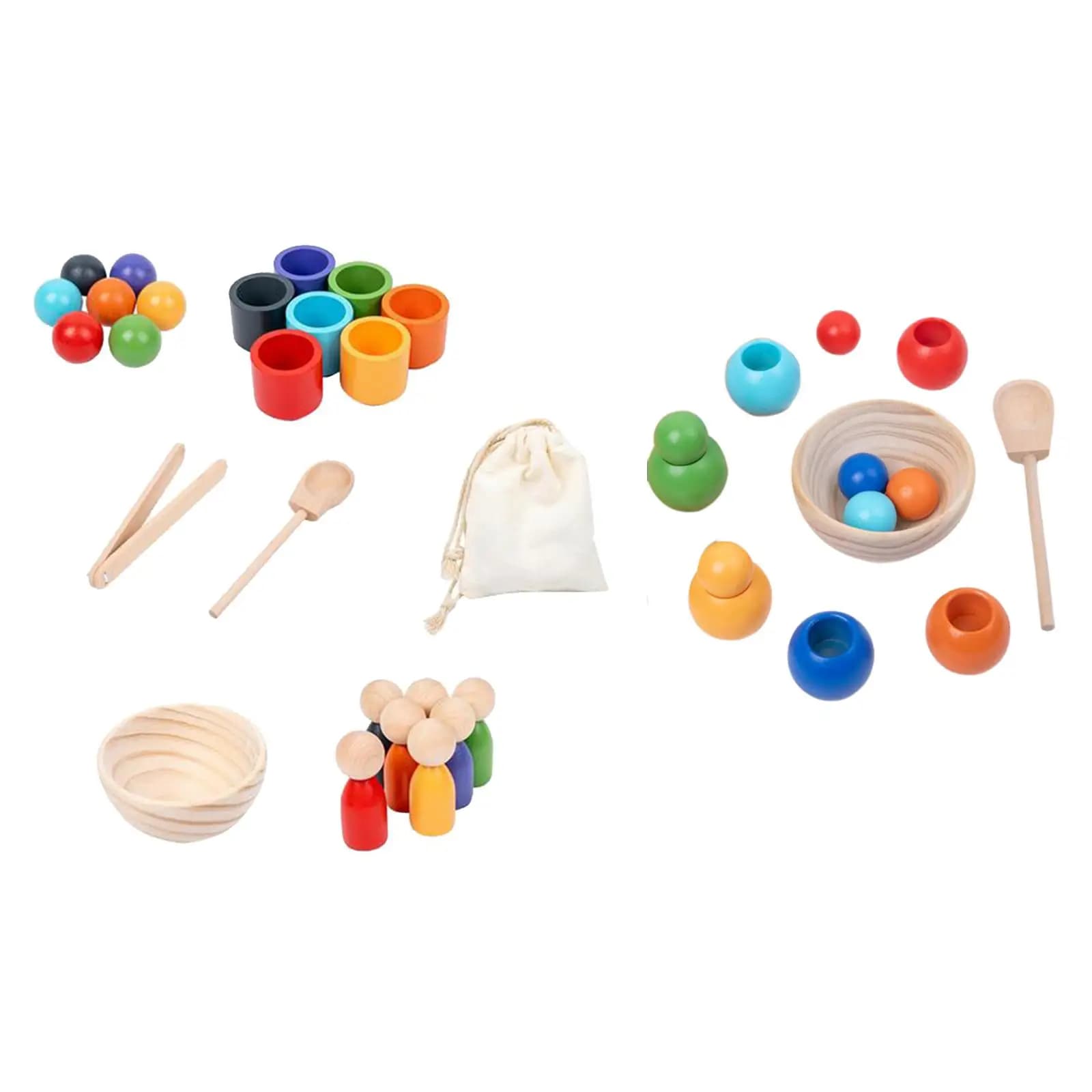 Balls in Cups Montessori Toy for Toddlers Baby Board Game Wooden Toy Preschool