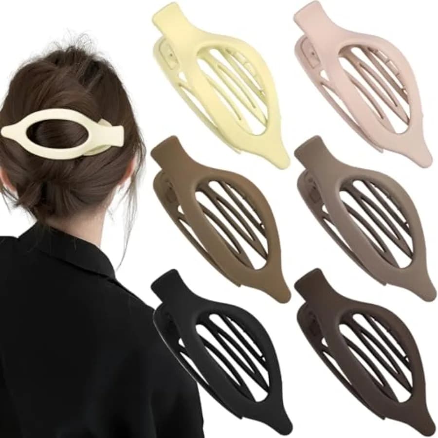 6 PCS Flat Hair Clips for Women, French Flat Claw Clips Large Medium Hair Barrettes Accessories Stocking Stuffers Christmas Gif