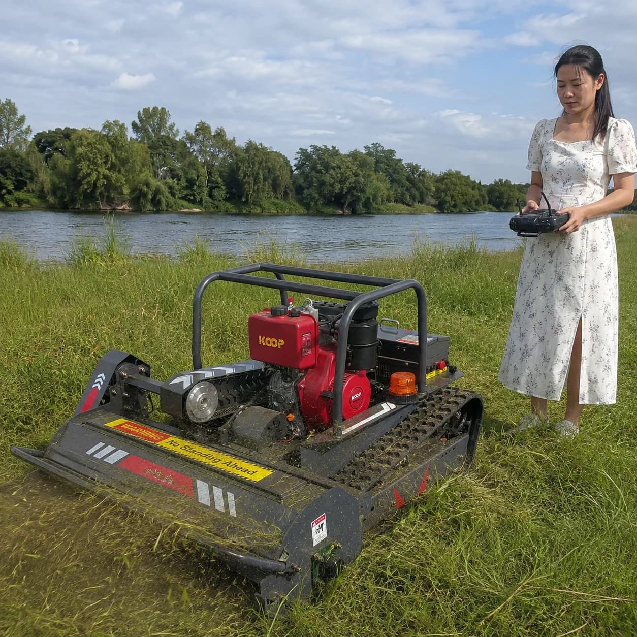 All Terrain Smart Remote Control Tracked Lawn Mower, Custom Heavy Duty Grass Cutter for Orchard, Farm, Hillside and Landscaping