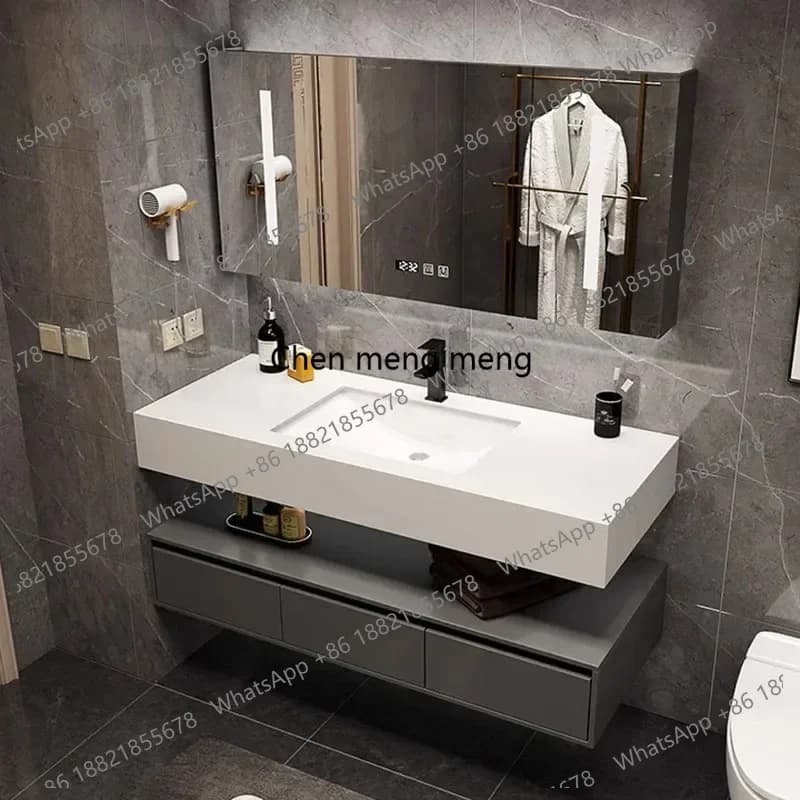 Mobiletti da Bagno con Specchio, Cassetti Angolari, Lavabo Smart, Arredamento di Lusso per la Casa