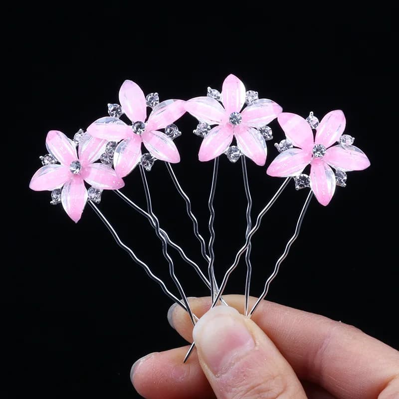 High-end wedding hair for children, hair fork, hair fork, hair fork, crystal flower, European U-shaped clip and Ameri