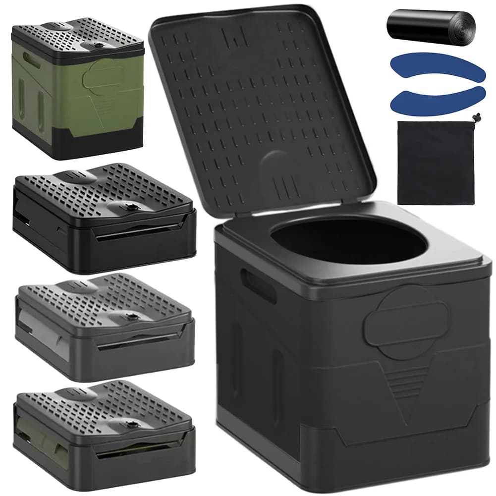 Toilette portatile per auto, secchio per la spazzatura, viaggio, campeggio all'aperto, toilette pieghevole per tour, emergenza, guida autonoma per adulti e bambini