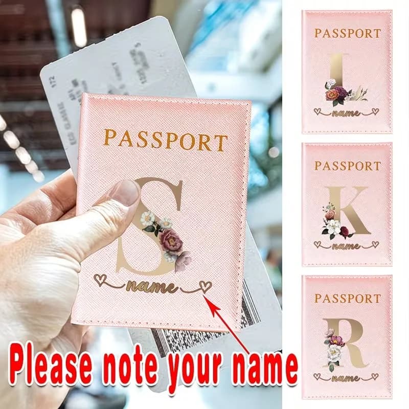 Custom Name/Text Synthetic Leather Passport Holder & Document Organizer - Blocking Slim Travel Case Suitable for Passport