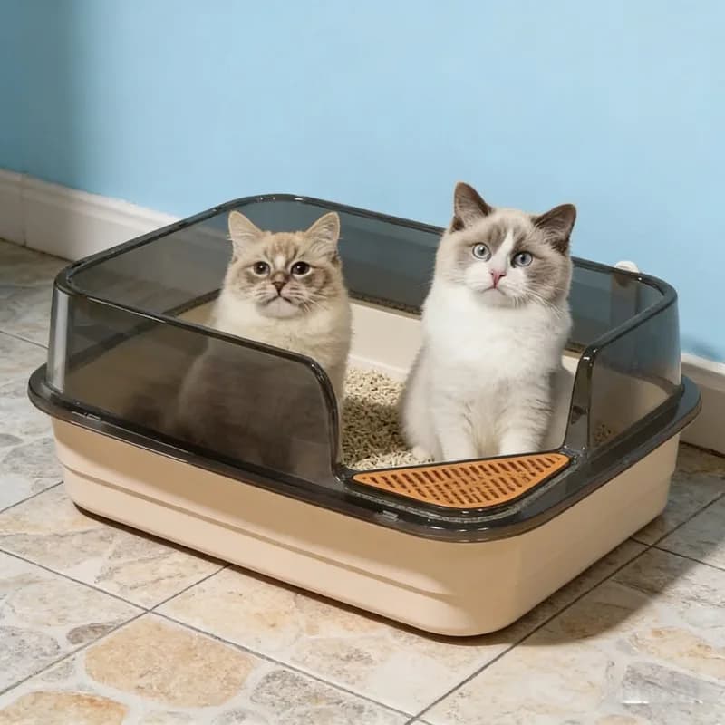 Lettiera per gatti extra large antispruzzo Sabbiera per animali domestici Vassoio per gatti Gattino Lavabo per la pulizia della toilette Forniture per animali domestici multiuso per la casa