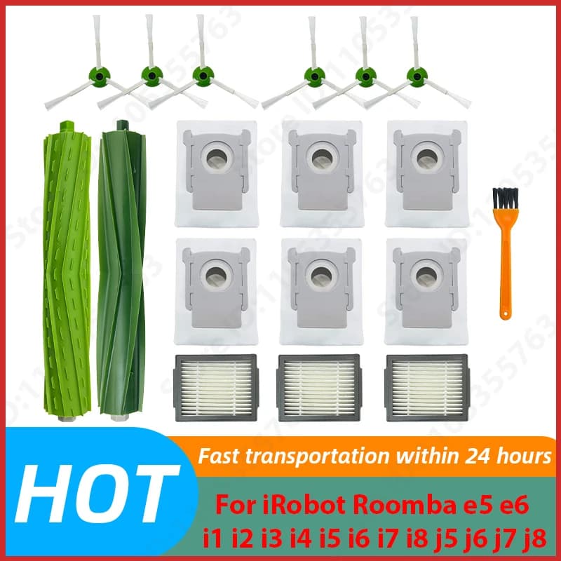 For IRobot Roomba E5 E6 I1 I2 I3 I4 I5 I6 I7 I8 J5 J6 J7 J8 Robot Vacuum Main Side Brush HEPA Filter Dust Bag Accessories