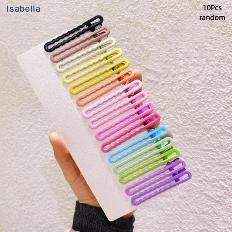 ♩10Pcs Colorful Nonslip Hair Clips Matte Wavy Design Hairclip Styling Accessories Cute Barrettes Headwearfor Daily Makeup Travel