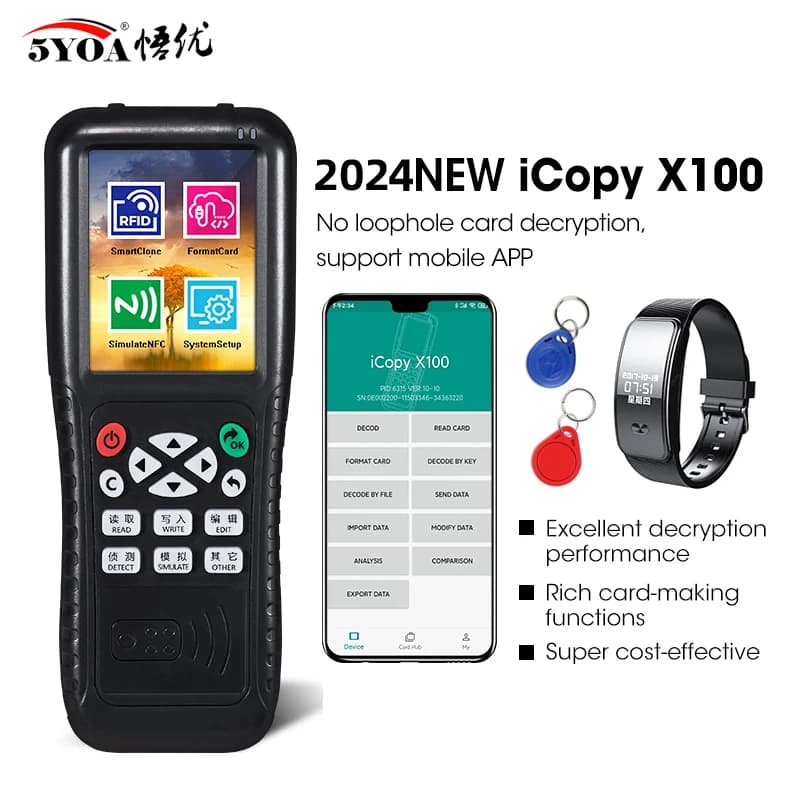 125KHz 13.56MHz NFC Smart Card Reader Writer RFID Copiatrice X100 Porta USB Programmatore di schede di accesso Duplicatore Copia Tasti crittografati