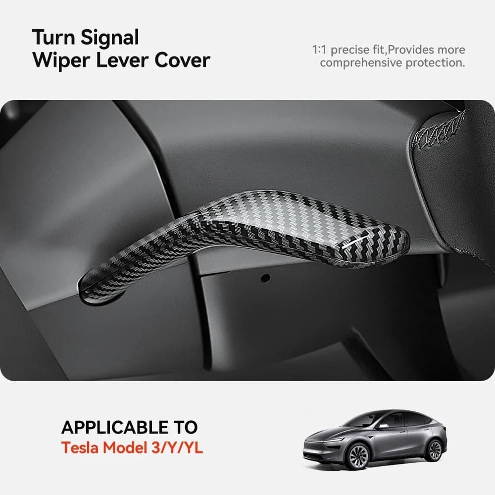YZ For Tesla Model 3 Y YL 2026 Carbon Fiber Gear Shift Cover ABS Steering Lever Handle Protection Shifter Shell Car Decor