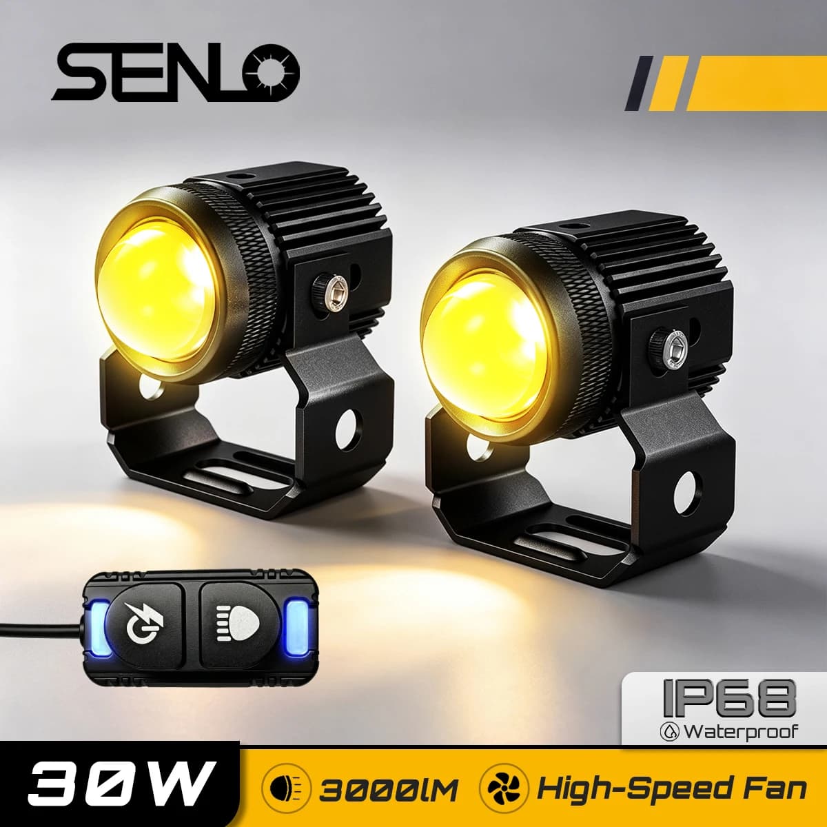 2pcs 30W Senlo M1 Mini Driving Fog Light Projector Lens LED Auxiliary Headlight Waterproof 3000LM Universal For Motorcycle Car